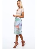 Pleated skirt with plant motifs, blue MP81827 - Online store - Boutique